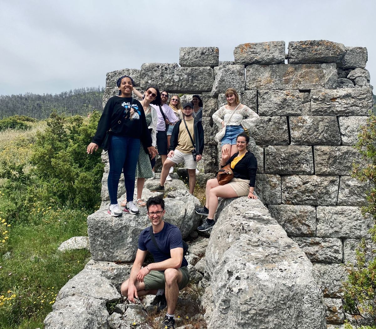 Students at an ancient fortress