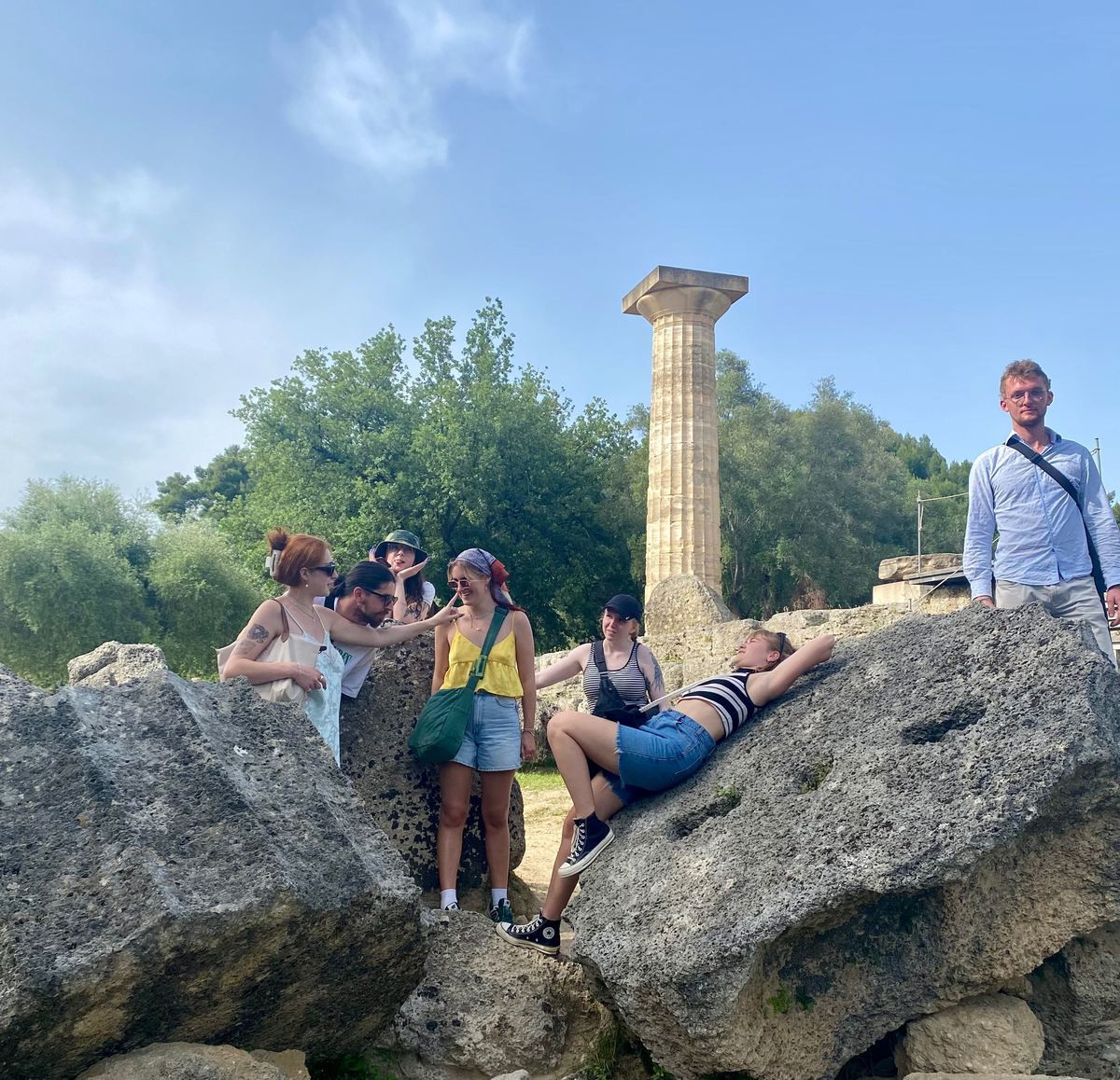 Students at the Temple of Zeus, Olympia