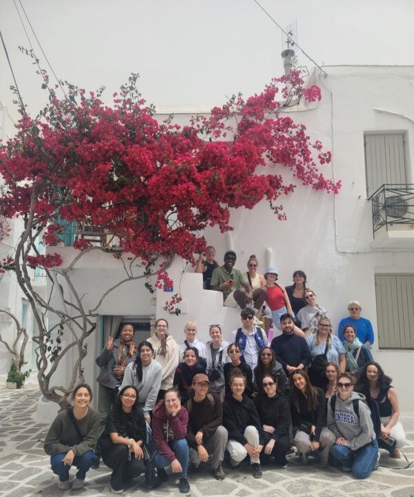 Group under bougainvillea, Paros